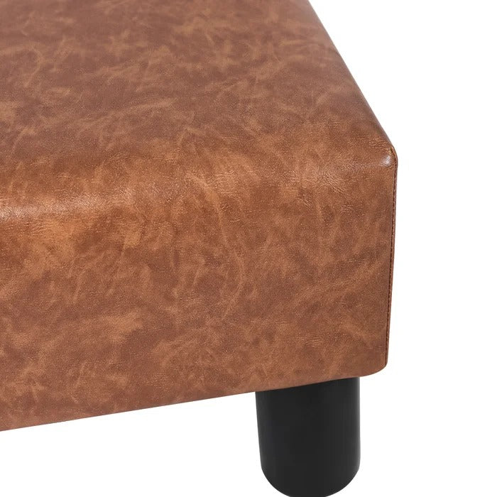 Foot Stool: 15.5'' Wide Faux Leatherette Square Footstool Ottoman