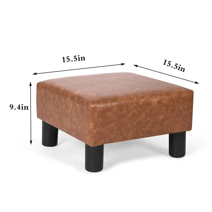 Foot Stool: 15.5'' Wide Faux Leatherette Square Footstool Ottoman