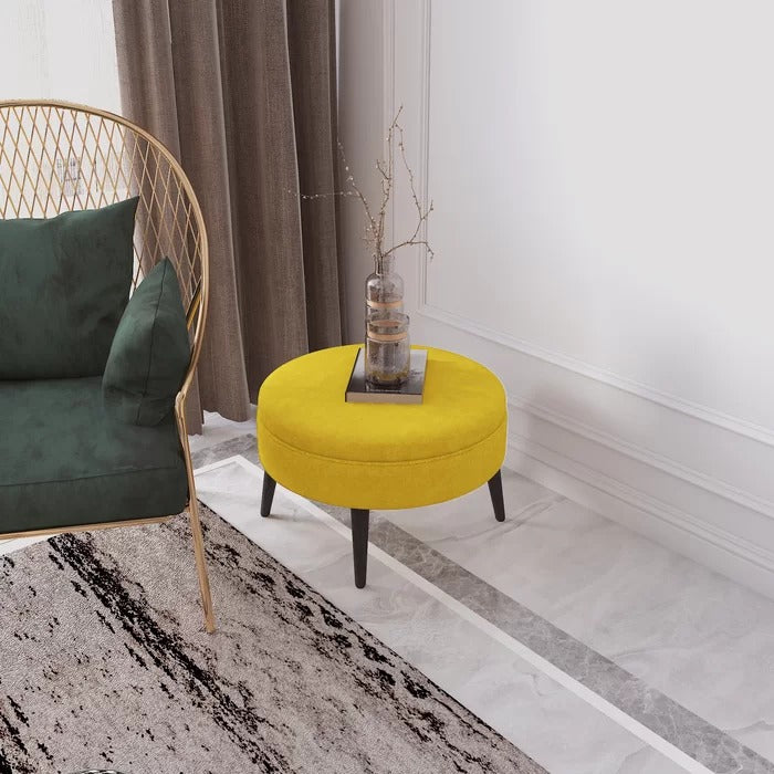 Foot Stool: 23'' Wide Tufted Round Cocktail Ottoman