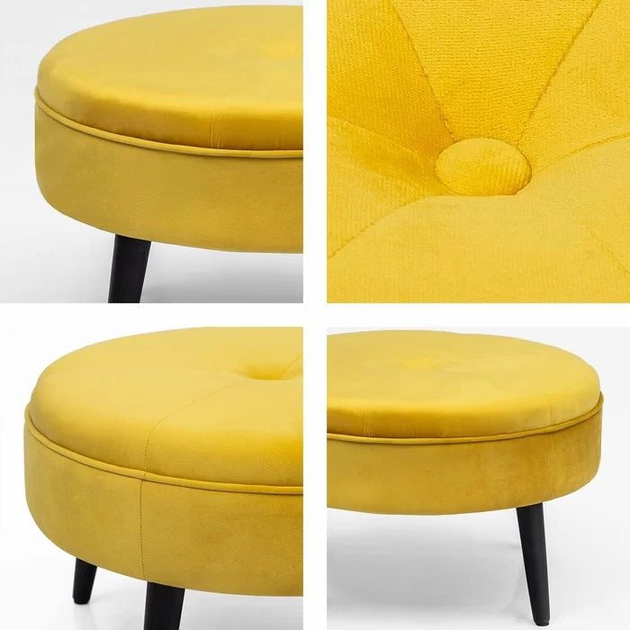 Foot Stool: 23'' Wide Tufted Round Cocktail Ottoman
