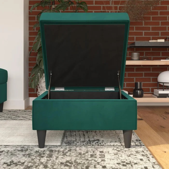 Foot Stool: 24'' Wide Square Storage Ottoman with Storage