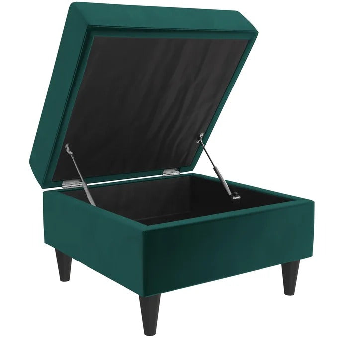 Foot Stool: 24'' Wide Square Storage Ottoman with Storage