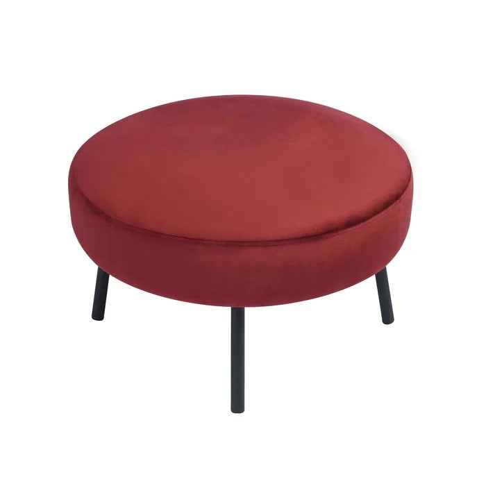 Foot Stool: 25.2" Wide Velvet Round Standard Ottoman