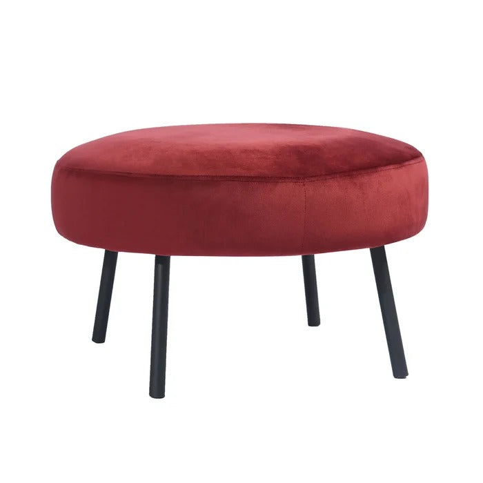 Foot Stool: 25.2" Wide Velvet Round Standard Ottoman