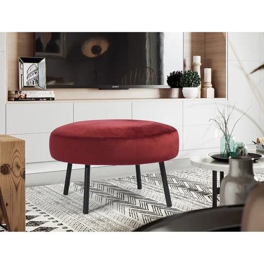 Foot Stool: 25.2" Wide Velvet Round Standard Ottoman