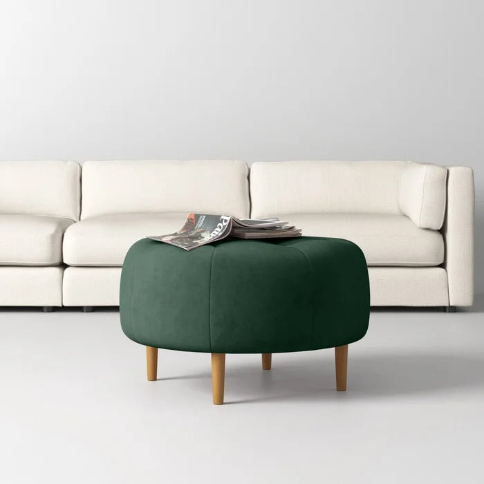 Foot Stool: 31.5'' Wide Velvet Tufted Round Cocktail Ottoman