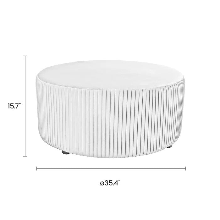 Foot Stool: 35.4'' Wide Velvet Round Cocktail Ottoman
