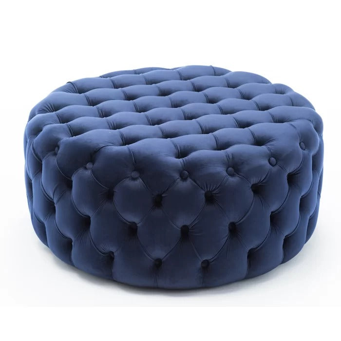 Foot Stool: 35.5'' Wide Velvet Tufted Round Cocktail Ottoman