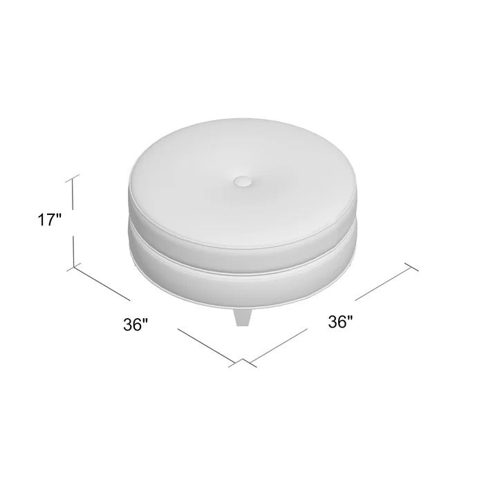 Foot Stool: 36'' Wide Tufted Round Cocktail Ottoman