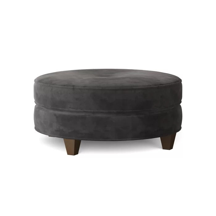 Foot Stool: 36'' Wide Tufted Round Cocktail Ottoman