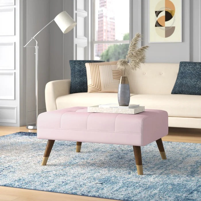 Foot Stool: 36'' Wide Velvet Tufted Rectangle Standard Ottoman