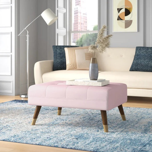 Foot Stool: 36'' Wide Velvet Tufted Rectangle Standard Ottoman