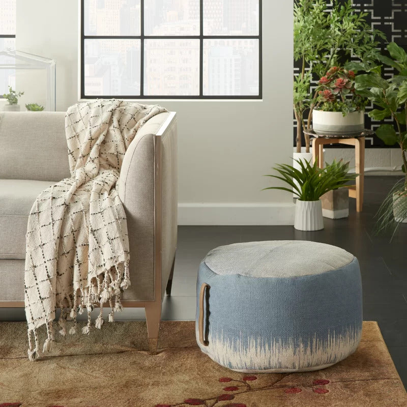Foot Stool : Round Abstract Pouf Ottoman