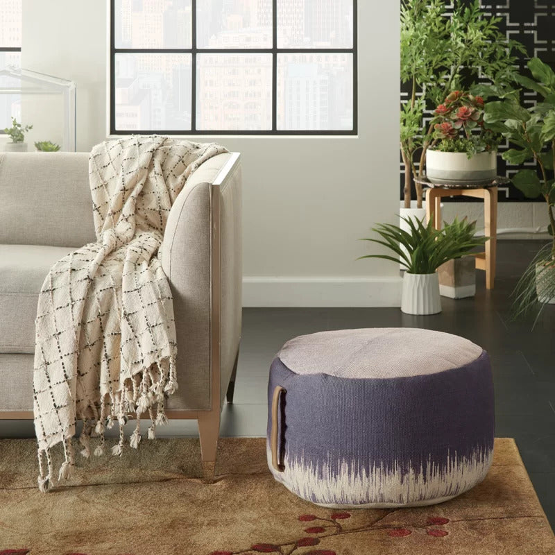 Foot Stool : Round Abstract Pouf Ottoman