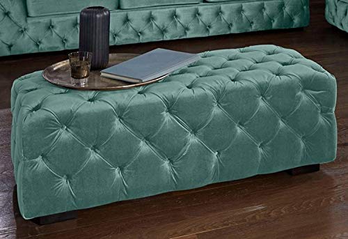 Fullfilled Cyan Valvet Ottoman in Fabric (Dim Gray)