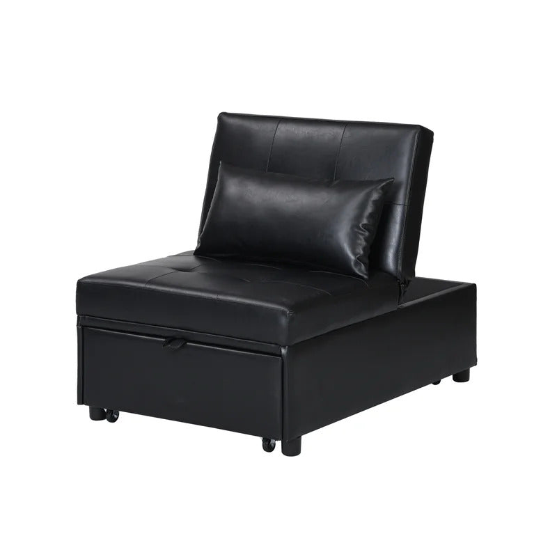 Futon: 26.8'' Wide Faux Leatherette Convertible Sofa