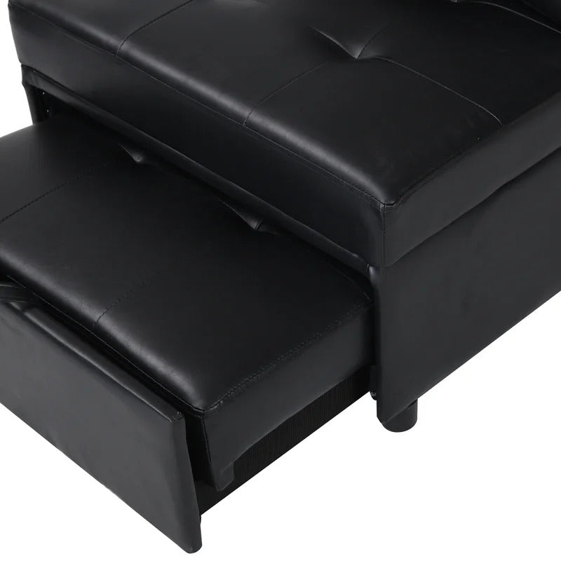 Futon: 26.8'' Wide Faux Leatherette Convertible Sofa