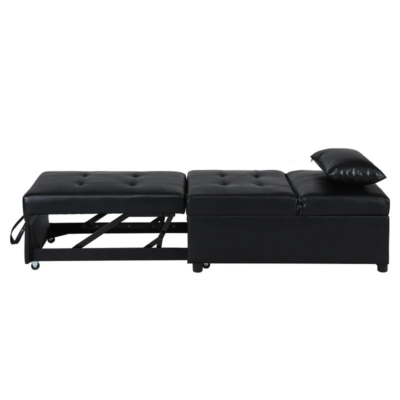 Futon: 26.8'' Wide Faux Leatherette Convertible Sofa