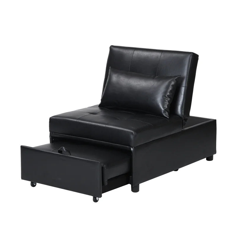 Futon: 26.8'' Wide Faux Leatherette Convertible Sofa