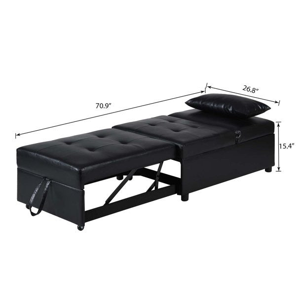 Futon 26.8 Wide Faux Leatherette Convertible Sofa