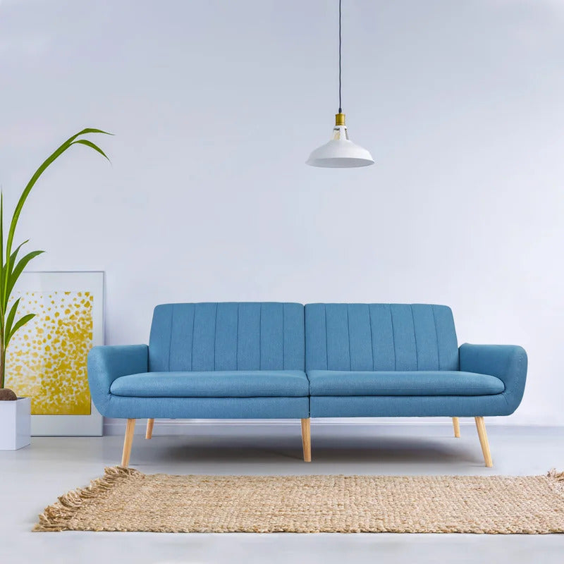 Futon: 43.5" Wide Linen Convertible Sofa