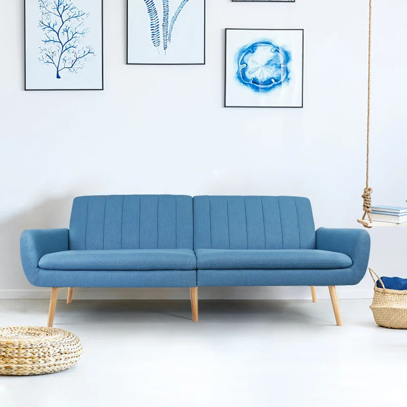 Futon: 43.5" Wide Linen Convertible Sofa