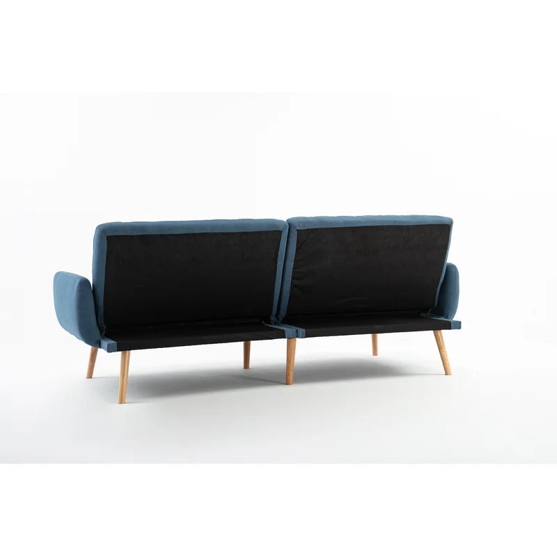 Futon: 43.5" Wide Linen Convertible Sofa