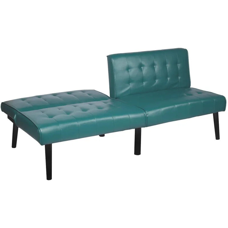 Futon: 66.2'' Wide Faux Leatherette Convertible Sofa-7