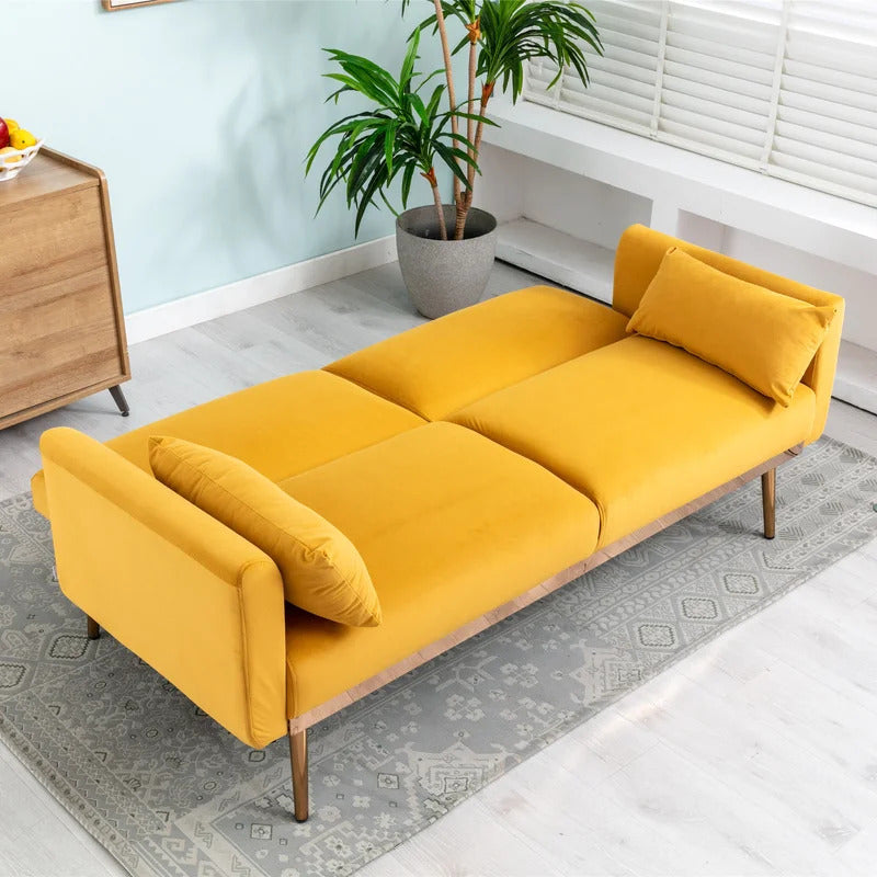 Futon: 68.5'' Wide Velvet Convertible Sofa