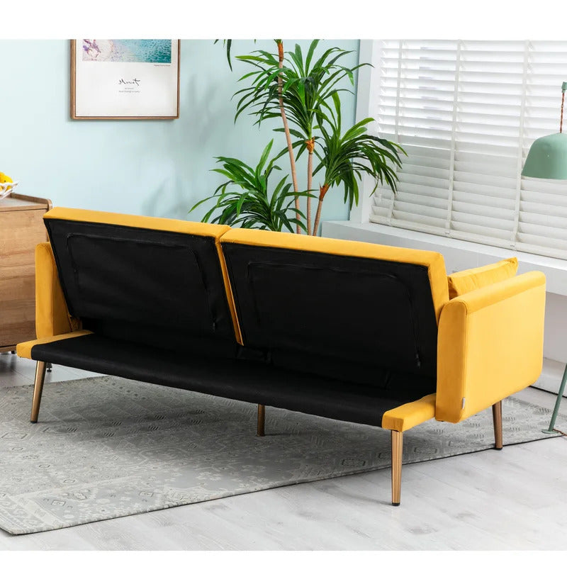 Futon: 68.5'' Wide Velvet Convertible Sofa
