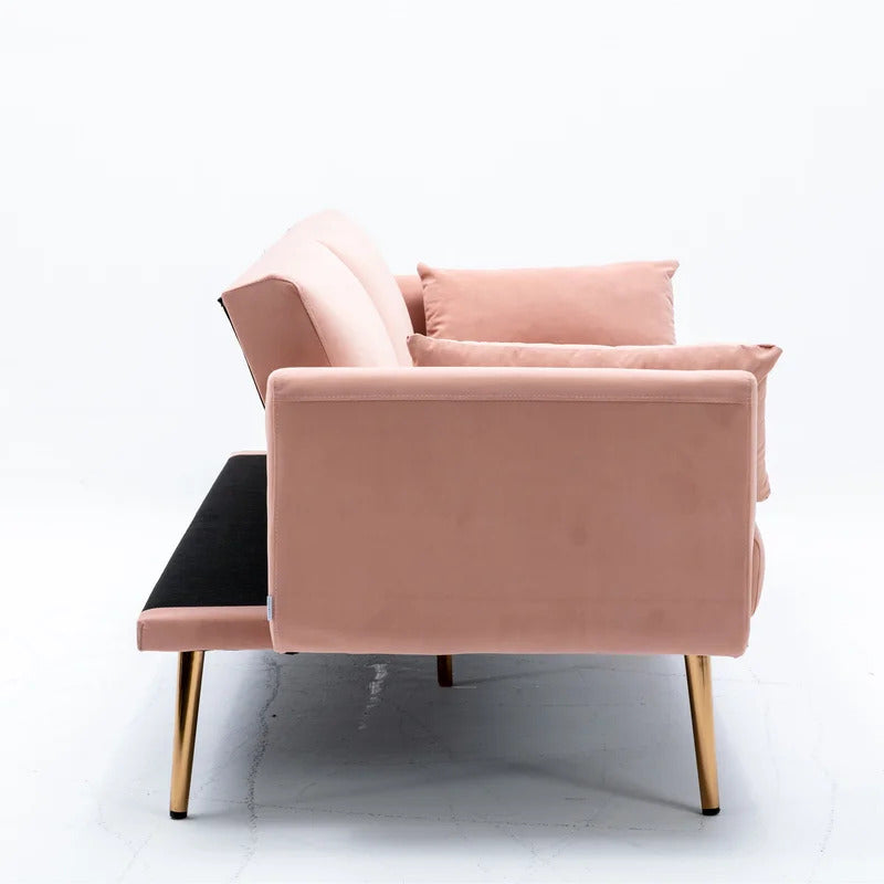 Futon: 68.5'' Wide Velvet Convertible Sofa