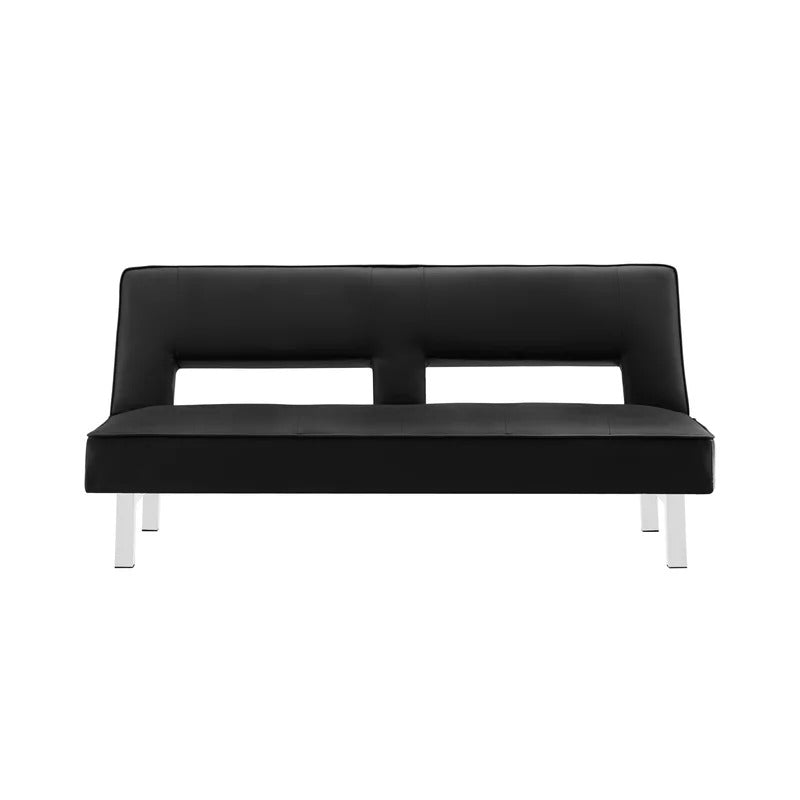 Futon: 68'' Wide Faux Leatherette Convertible Sofa