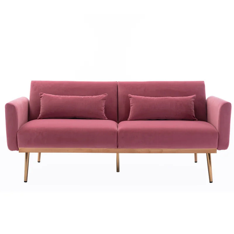 Futon: 68'' Wide Velvet Convertible Sofa