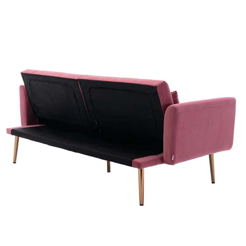 Futon: 68'' Wide Velvet Convertible Sofa
