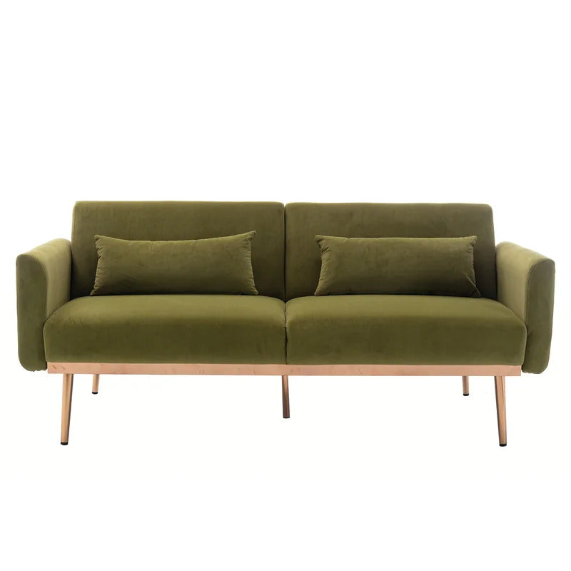 Futon: 68'' Wide Velvet Convertible Sofa