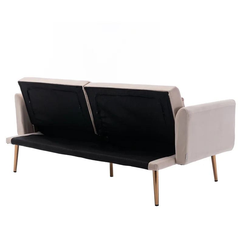 Futon: 68'' Wide Velvet Convertible Sofa