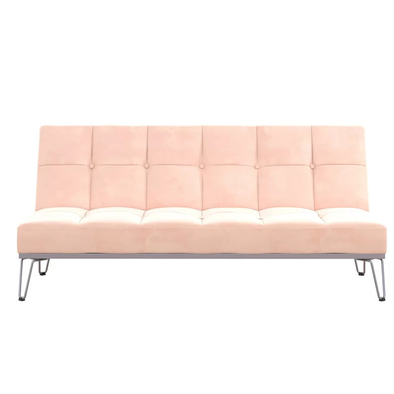 Futon: 69'' Wide Velvet Convertible Sofa
