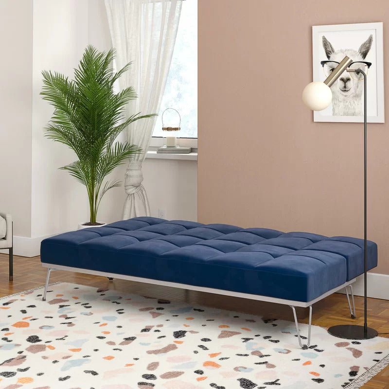 Futon: 69'' Wide Velvet Convertible Sofa