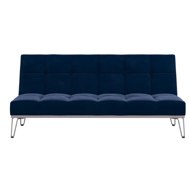 Futon: 69'' Wide Velvet Convertible Sofa