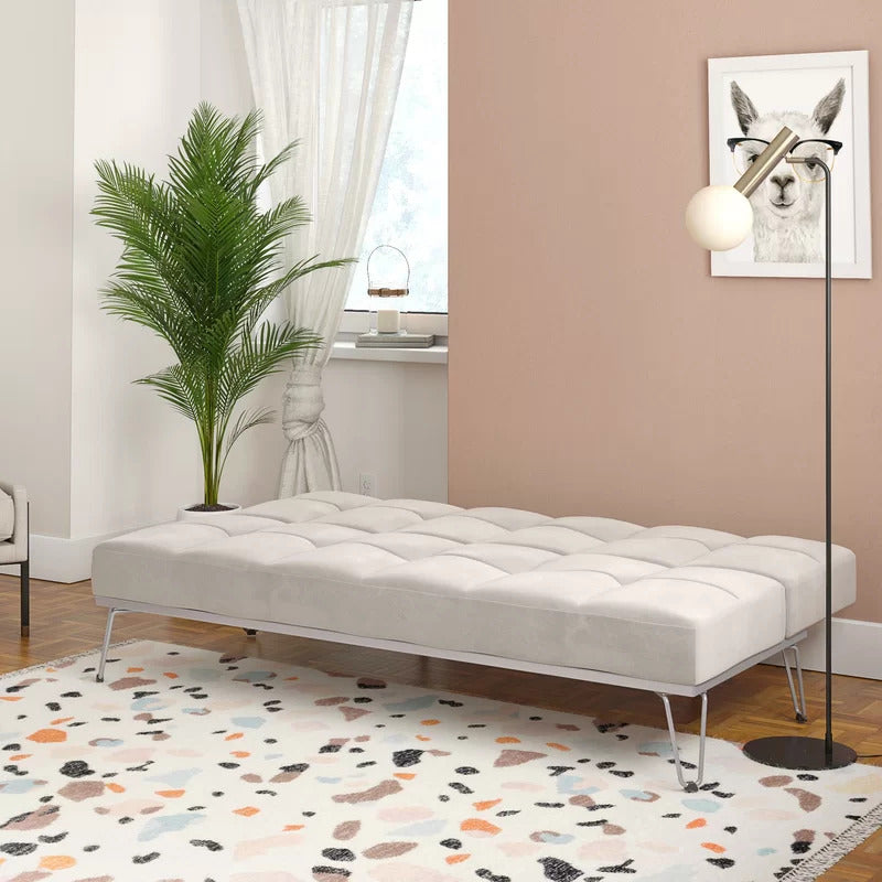 Futon: 69'' Wide Velvet Convertible Sofa