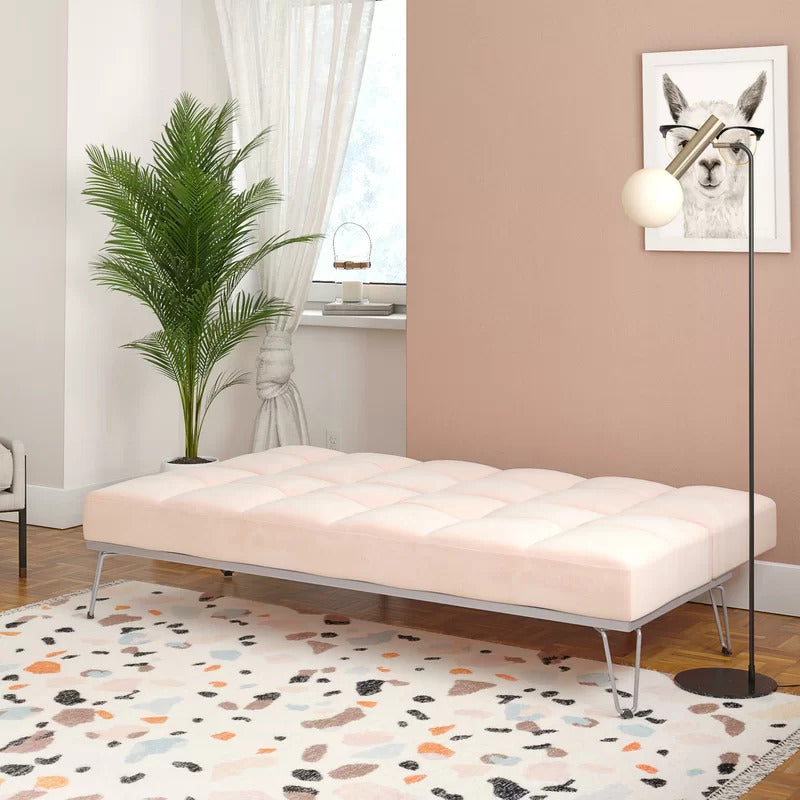 Futon: 69'' Wide Velvet Convertible Sofa