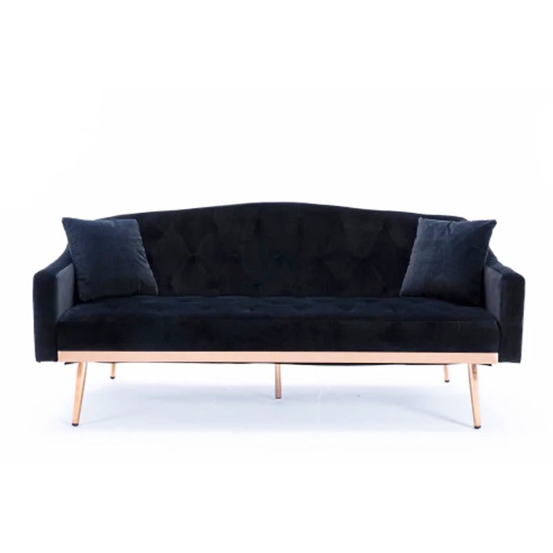 Futon: 70'' Velvet Square Arm Sleeper Sofa