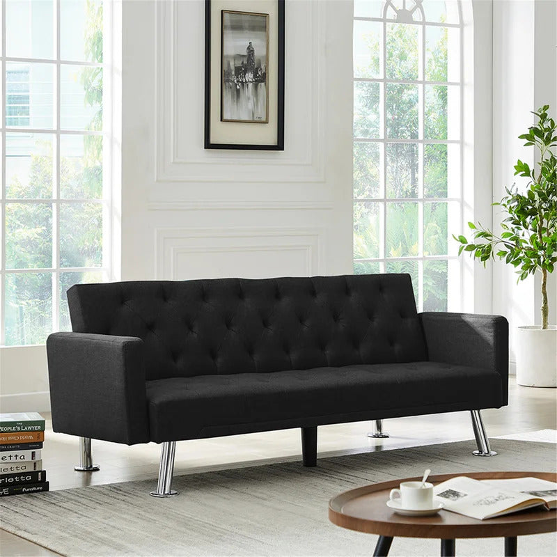 Futon: 72.83'' Wide Tufted Back Convertible Sofa