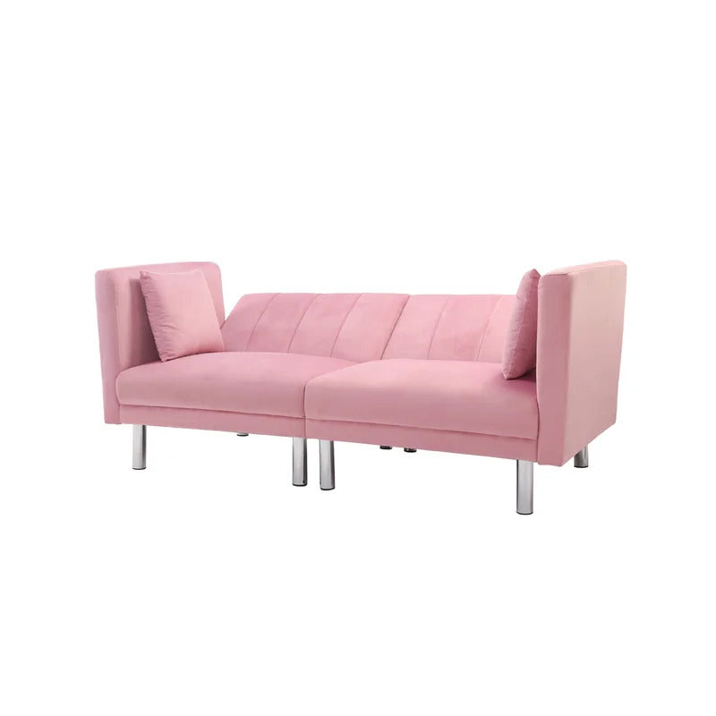 Futon: 73.2'' Wide Velvet Convertible Sofa