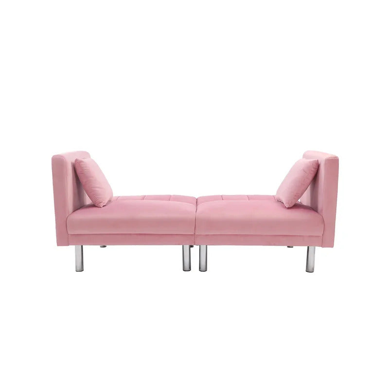 Futon: 73.2'' Wide Velvet Convertible Sofa