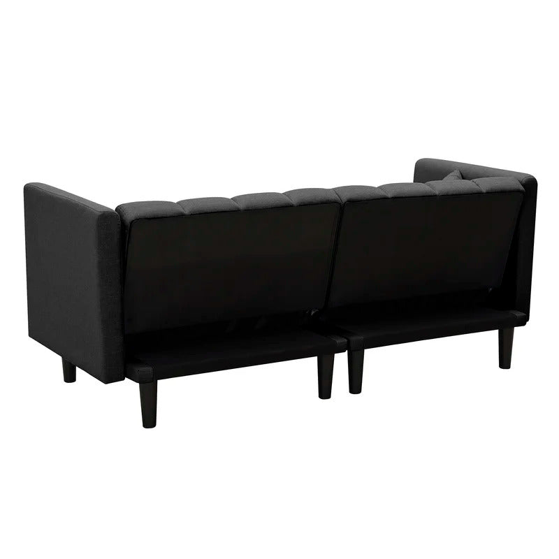 Futon: 73.62'' Velvet Tuxedo Arm Sofa
