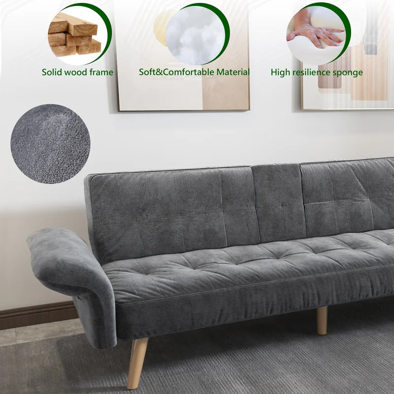 Futon: 75.03'' Wide Convertible Sofa with Storage