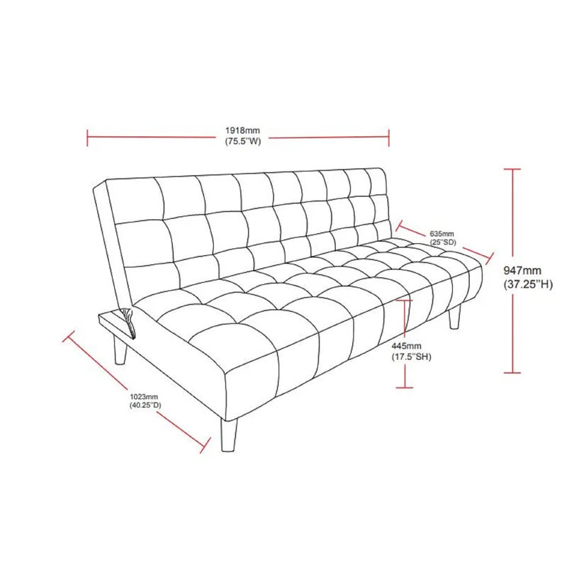 Futon: 75.5'' Armless Sofa