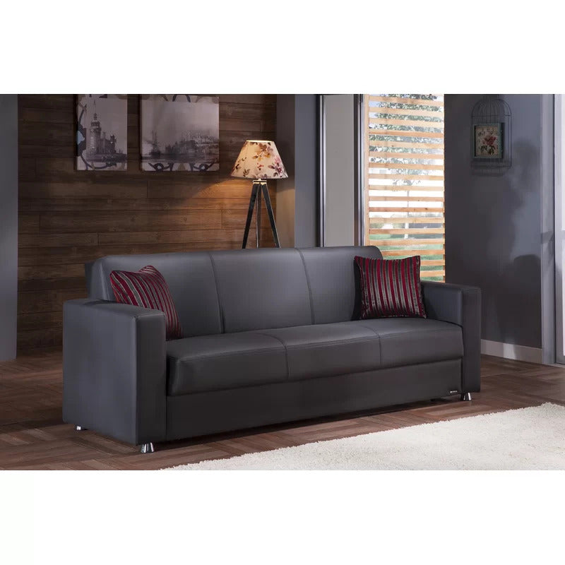 Futon88 Wide Faux Leatherette Convertible Sofa