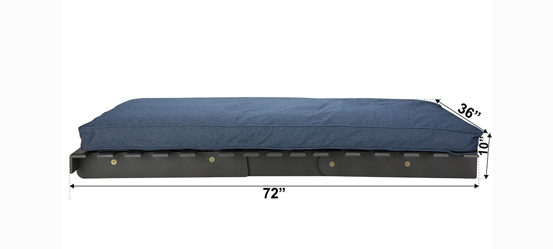 Futon: Blue Wooden Single Futon Sofa Cum Bed
